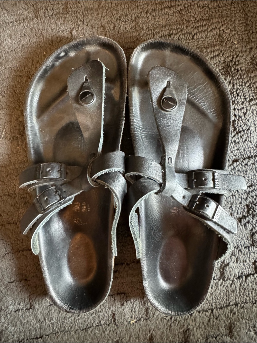Black Birkenstock Sandals leather footbed size 40
